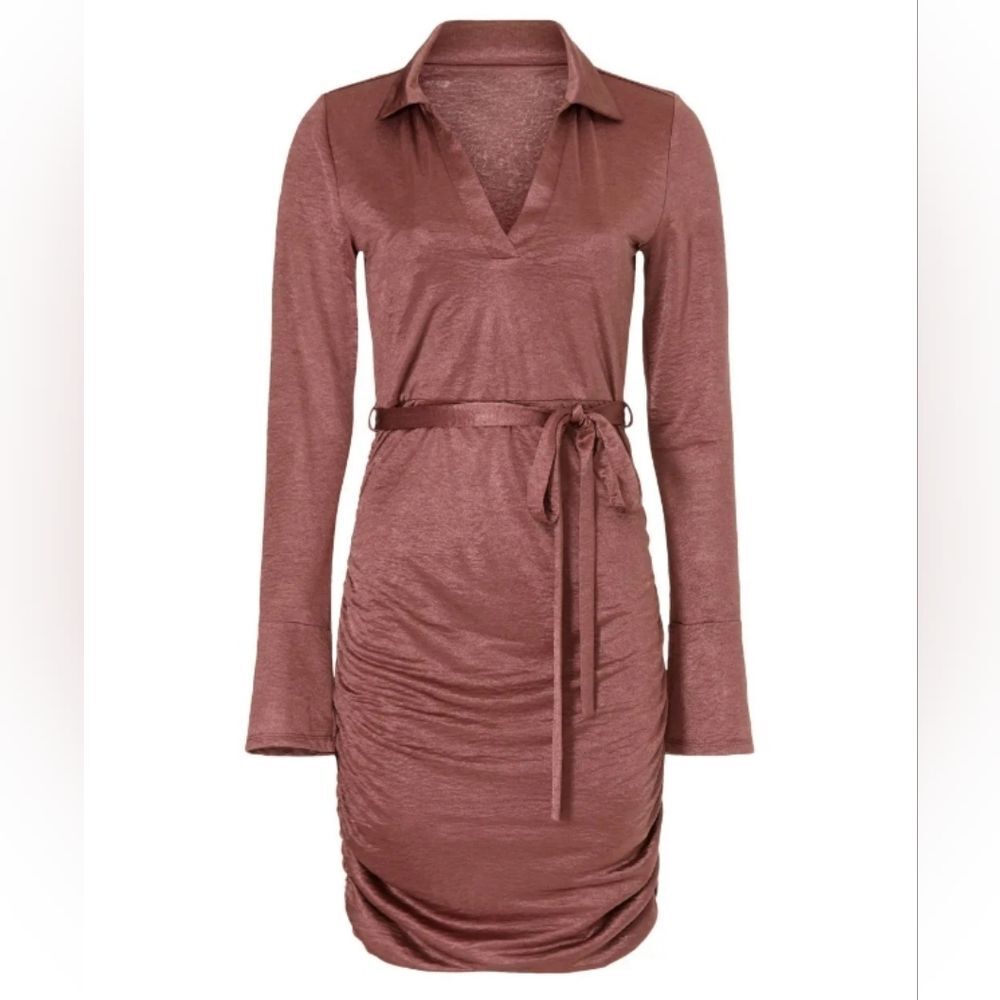 Louna ruched tie waist slinky dress RTR S - Picture 3 of 9